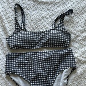 J. Crew Navy and White Gingham Bikini Set - Medium